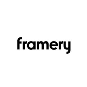 Framery-yrityksen musta logo valkoisella taustalla