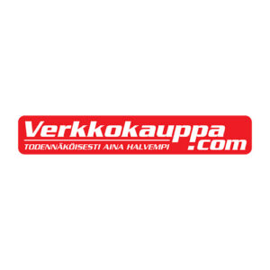 Verkkokauppa.com logo punaisella pohjalla, teksti "Todennäköisesti aina halvempi